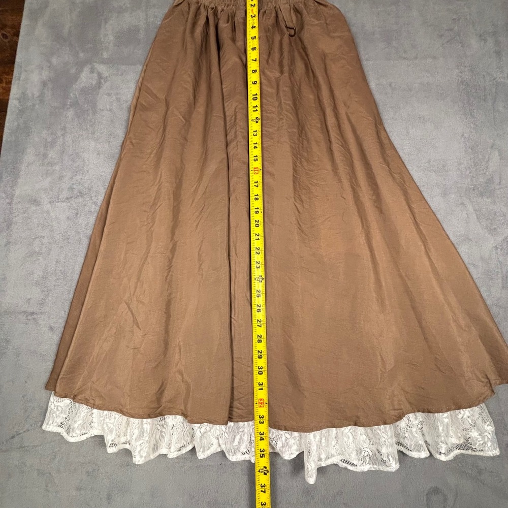 Scarlet Darkness Brown Victorian Lace Trim Maxi Skirt Steampunk Cottagecore S - Picture 6 of 9